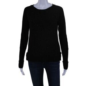 Loma London Womens Wool Long Sleeved Ribbed Crew Neck Sweater Black Size XS